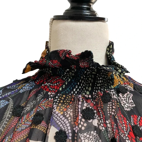 FARM Rio Delicate Forest Smocked Mini Dress Small Floral Embroidered Boho Chic - Picture 6 of 16